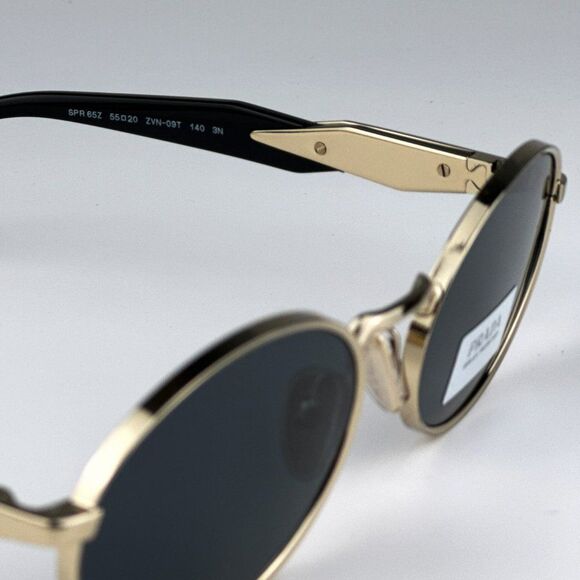 NEW Prada PR65ZS ZVN09T Pale Gold Dark Grey Oval Metal Unisex Sunglasses - Picture 11 of 14